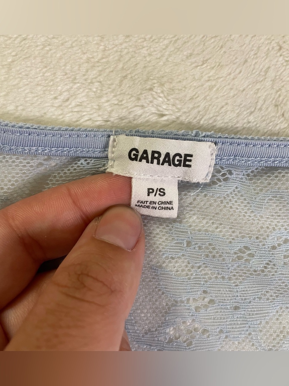 Garage Baby Blue Sheer Lace Crop Top size S - Picture 3 of 8